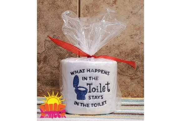 A Bathroom Humor Embroidery Design That Sparkles as a Gift