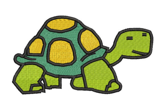 A Delightful Children's Turtle Embroidery Design for Personalized Gifts