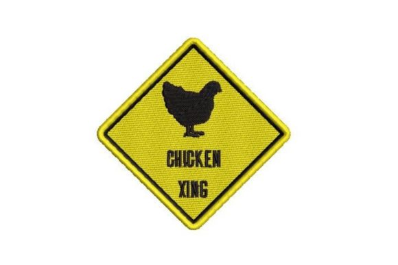 Chicken Xing Sign: A Playful Boutique Sweatshirt Embroidery Design