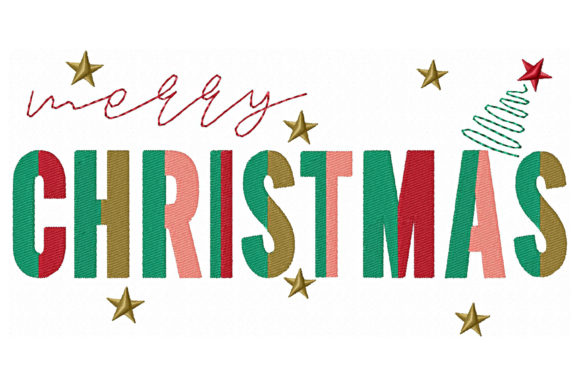 Merry Christmas with Tree and Stars