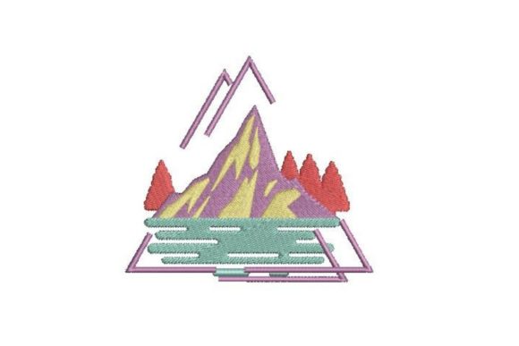 Mountains Trees and Lakes Embroidery for Boutique Apparel