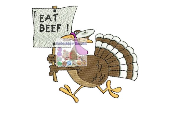 Turkey Eat Beef Embroidery Design
